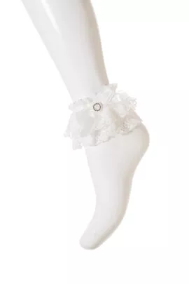 Белые носки с камнем для девочки